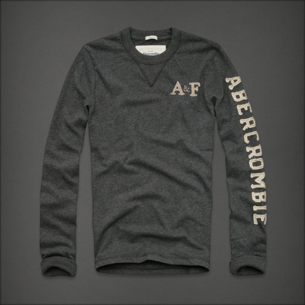 Abercrombie Fitch Hombres De Cuello Redondo Largo Remera AF5907